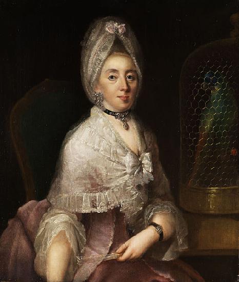 Johann Carl Loth Portrait einer Dame mit Papageienkafig oil painting picture